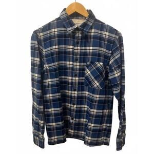NEW SERGE BLANCO men's button-down shirt in plaid blue